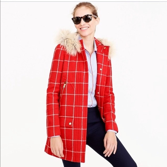 J. Crew Jackets & Blazers - J. Crew Chateau Parka - Red Windowpane - Size 00